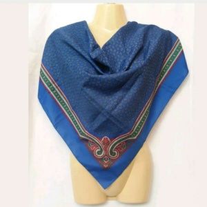 Laura Borghese Womens Scarf Royal Blue Paisley Made In Italy 31" Square